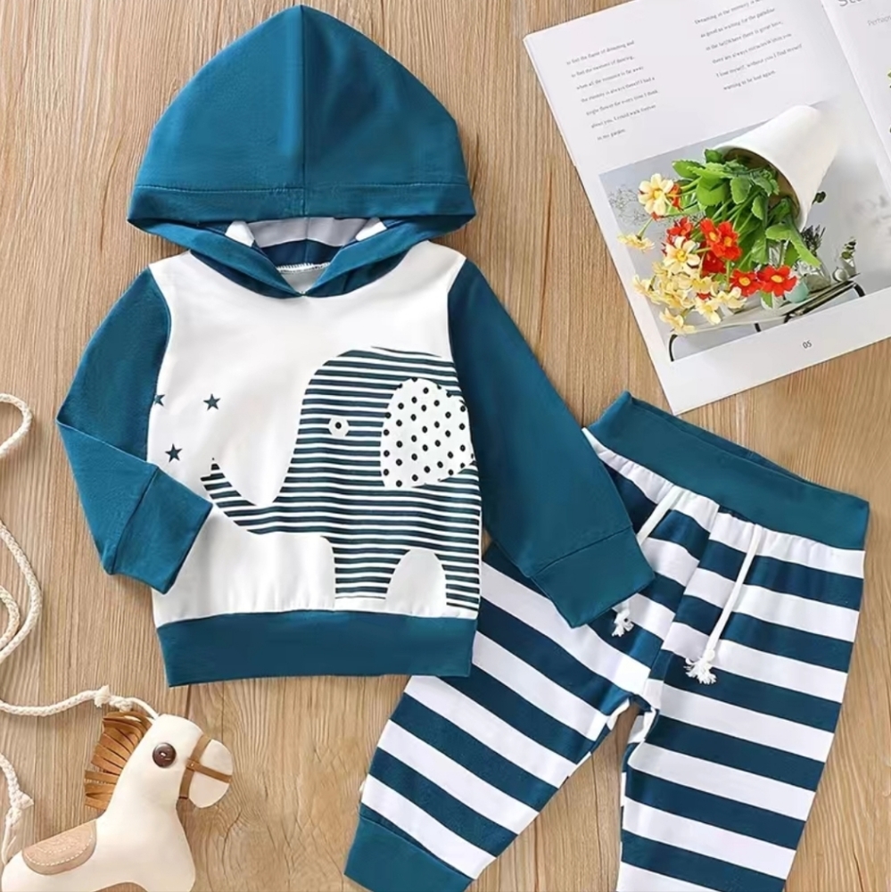 0-3 Months Baby Boys Clothing Set 2 Piece Blue White